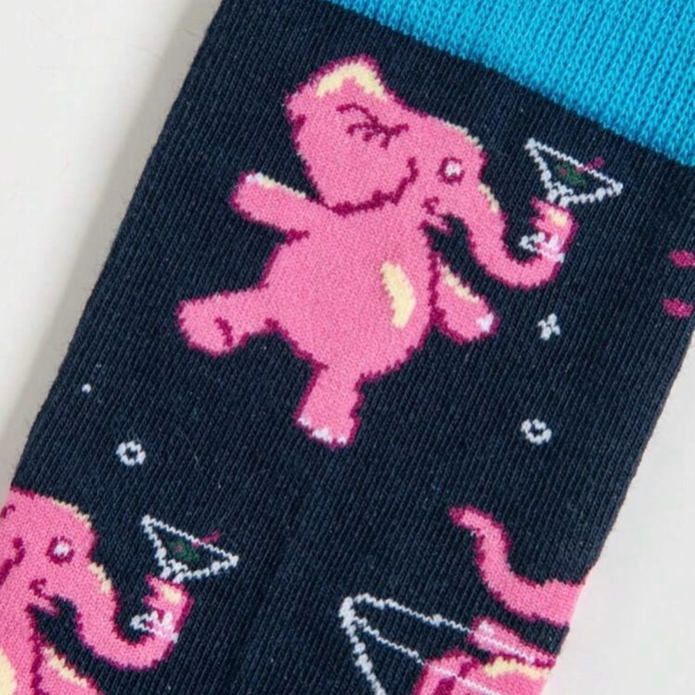 Whimsical Pink and Black Elephant Socks